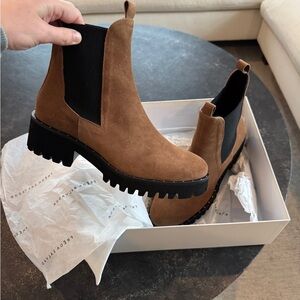 Freda Salvador Tan Suede Ankle Boots (rain resistant)